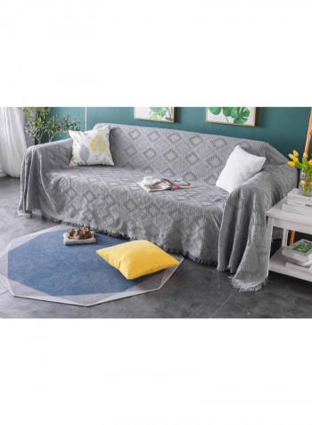 Simple Style Solid Pattern Sofa Towel Slipcover Grey 180 x 340centimeter