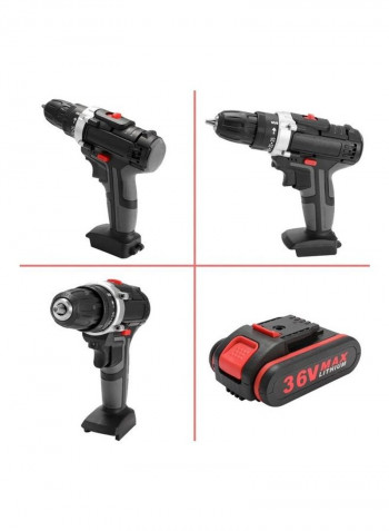 Electric Impact Cordless Drill With Battery Black/Silver/Red