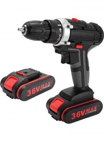 Electric Impact Cordless Drill With Battery Black/Silver/Red
