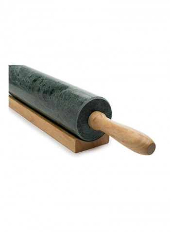 Marble Rolling Pin And Base Green/Brown 2.75x3x18.5inch