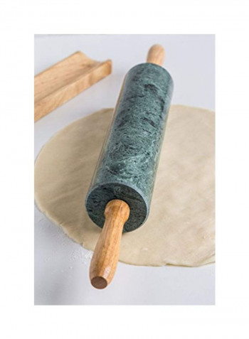 Marble Rolling Pin And Base Green/Brown 2.75x3x18.5inch