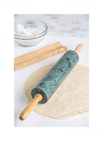 Marble Rolling Pin And Base Green/Brown 2.75x3x18.5inch