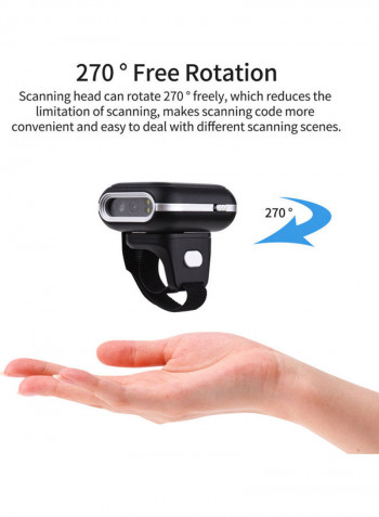 2D Wireless Ring Barcode Scanner Black