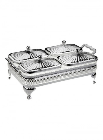 4-Piece Oblong Party Set Silver 31x18cm
