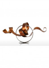 Abstract Circle And Ribbon Design Sculpture Brown/Silver