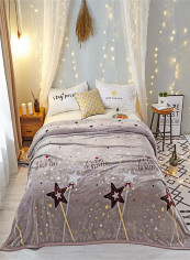 Letter Stars Pattern Blanket Cotton Grey 2.2meter