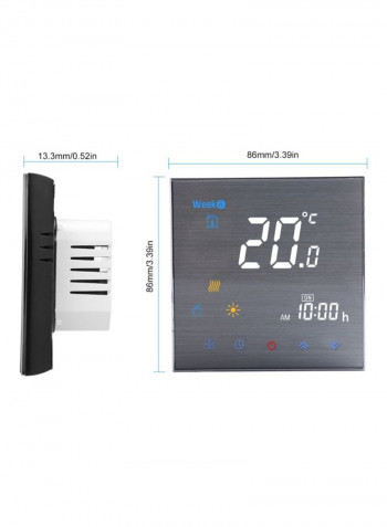 BTH-3000L-GC Smart Wi-Fi Digital Temperature Controller Black/Grey 86x86x13.3millimeter