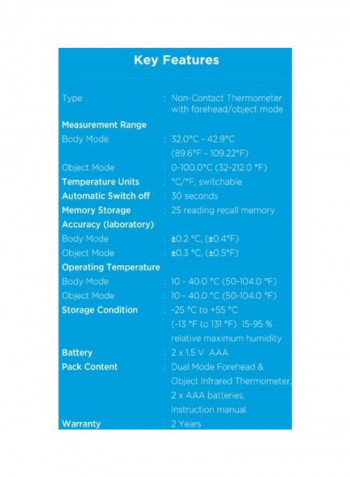 Dual Mode Forehead & Infrared Thermometer:Ts-236Tfo