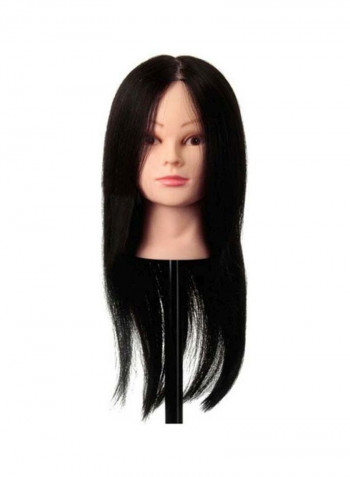 Training Head Hair Wig أسود 22بوصة