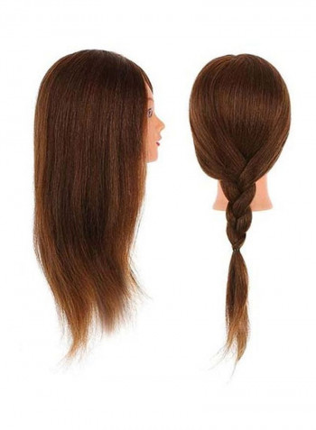 Training Head Hair Wig بني 22بوصة