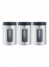 3-Piece Stainless Steel Canister Set Silver/Clear 54centimeter reviews 3-Piece Stainless Steel Canister Set Silver/Clear 54centimeter