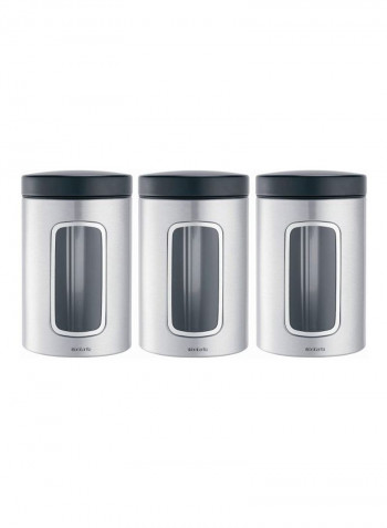 3-Piece Stainless Steel Canister Set Silver/Clear 54centimeter