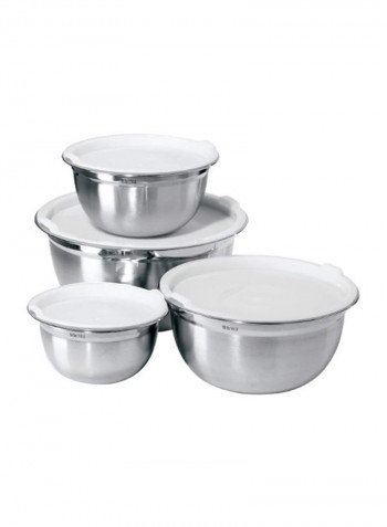 8-Piece Food Container Set White/Silver