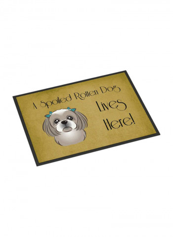 Shih Tzu Spoiled Dog Lives Here Indoor/Outdoor Mat Multicolour 14 x 19inch