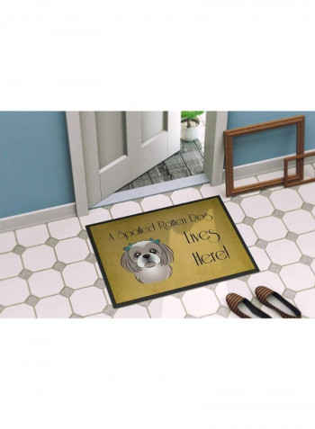 Shih Tzu Spoiled Dog Lives Here Indoor/Outdoor Mat Multicolour 14 x 19inch
