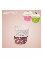 3000-Piece Dot Pattern Round Lamination Cake Baking Cup Multicolour
