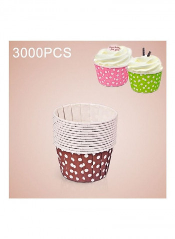 3000-Piece Dot Pattern Round Lamination Cake Baking Cup Multicolour