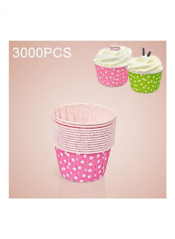 3000-Piece Dot Pattern Round Lamination Cake Baking Cup Multicolour