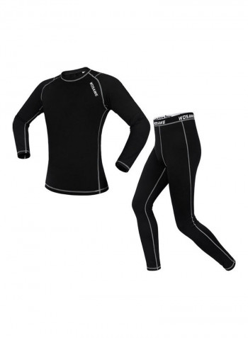 Men Long Sleeve Thermal Fleece Lined Compression Underwear Set Bicycle Jersey Base Layer Shirt and Pants Leggings for Cycling Running Jogging M 35*5*25cm