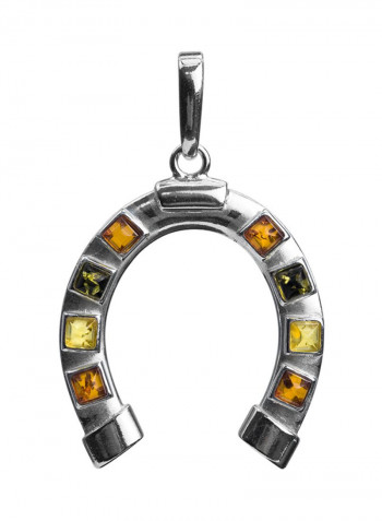 Amber Horseshoe Luck Pendant