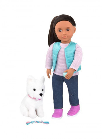 14-Piece Cassie Fashion Doll With Dog Pet 18x7x4inch