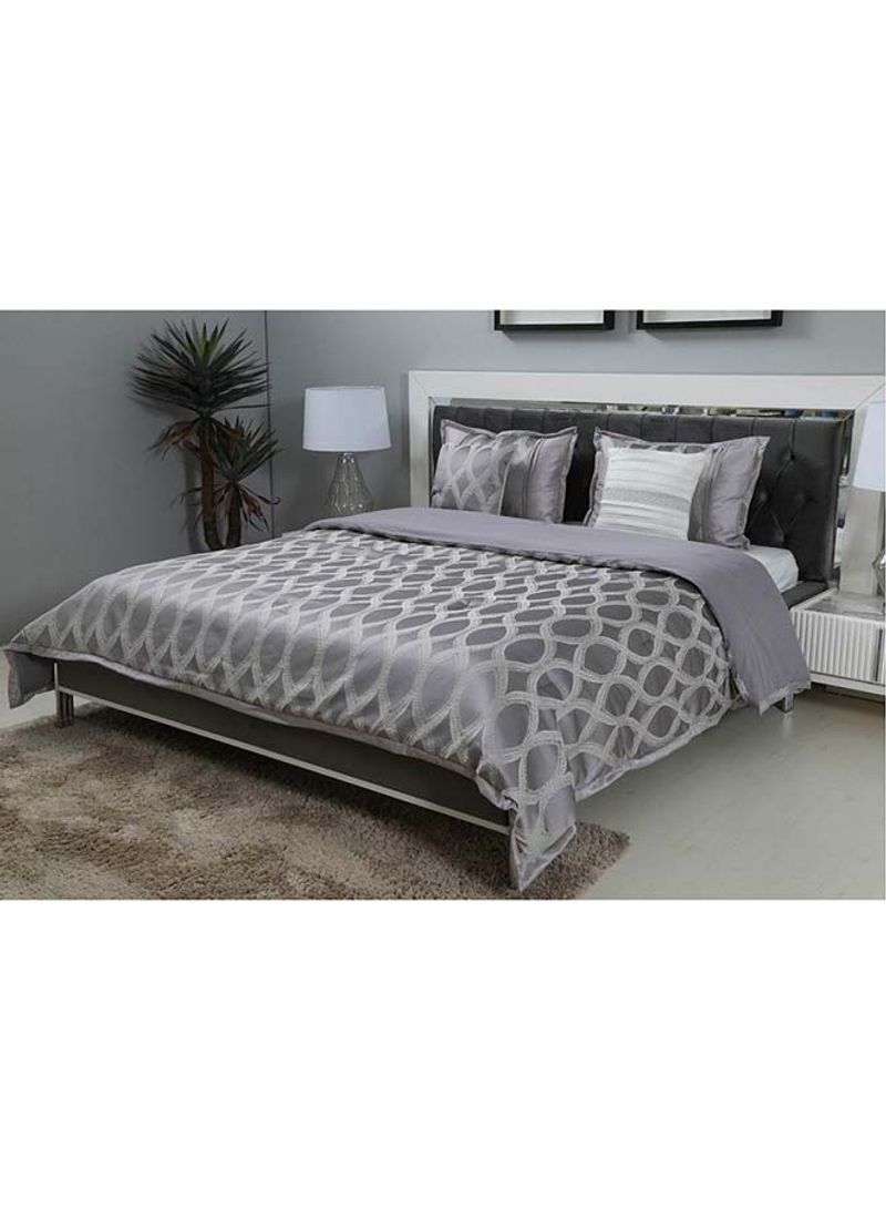 5-Piece Comforter Set Cotton Grey 240x260cm