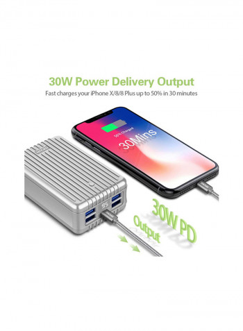 USB Power Bank 26800mAh Silver