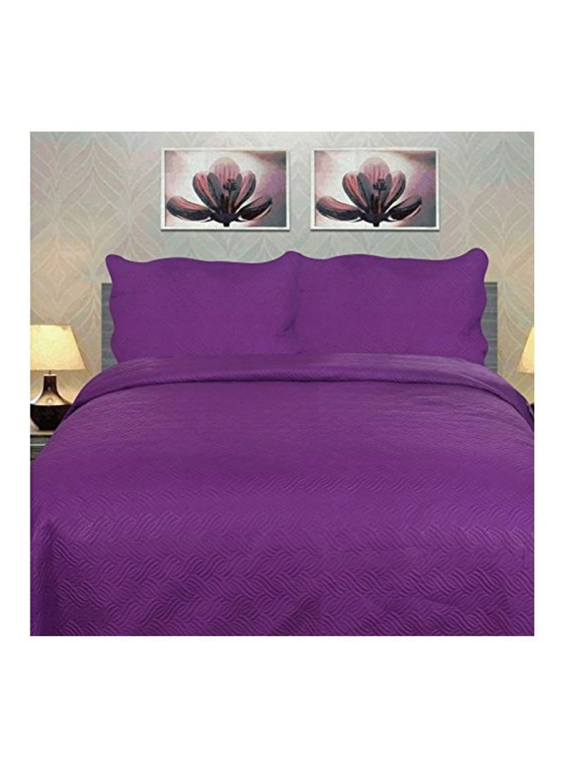 3-Piece Bedspread Set Polyester Purple