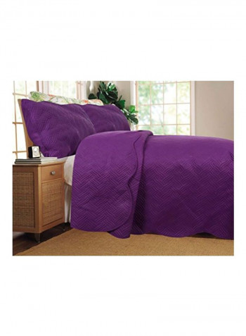 3-Piece Bedspread Set Polyester Purple