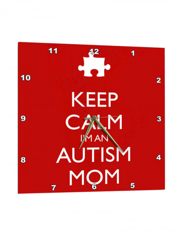 Keep Calm Quote Printed Wall Clock Red 13 x 13inch