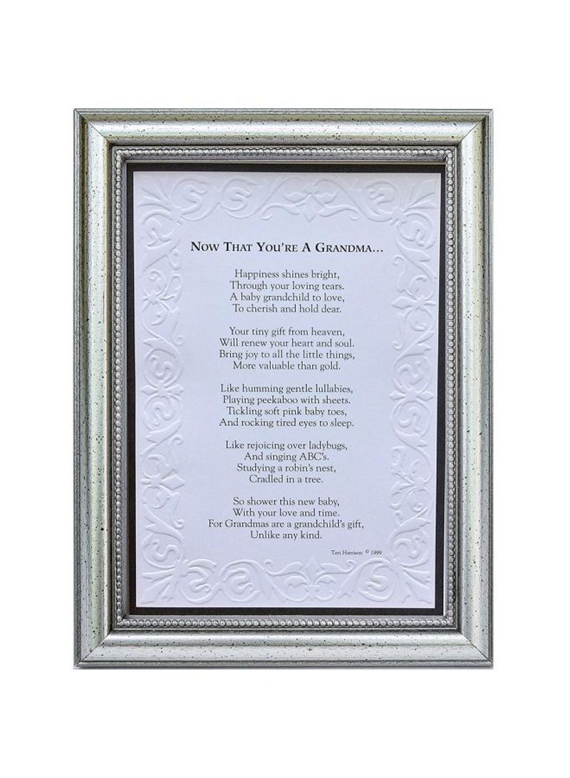 Now That You Are A Grandma Theme Picture Frame Silver 7.5x0.8x5.5inch