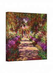 A Pathway In Monet's Garden Canvas Art Pink/Green/Beige 14x14inch