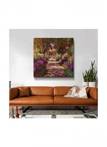 A Pathway In Monet's Garden Canvas Art Pink/Green/Beige 14x14inch
