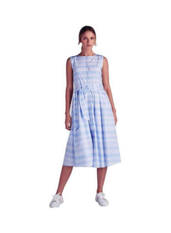 Striped Midi Dress Light Blue
