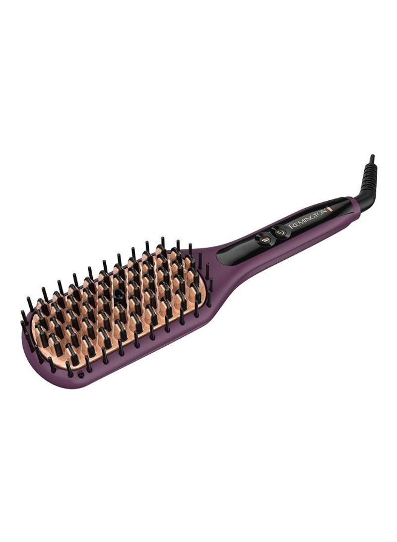 2-In-1 Heated Straightening Brush Purple/Black 6.03x12.7x39.05cm