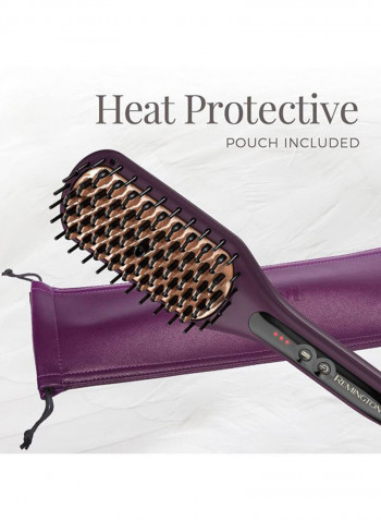 2-In-1 Heated Straightening Brush Purple/Black 6.03x12.7x39.05cm