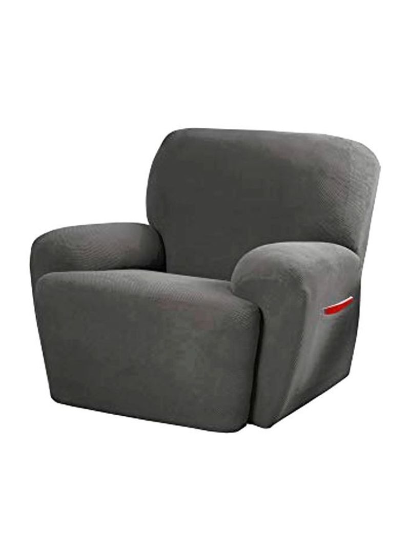 4-Piece Recliner Arm Chair Slipcover Set With Side Pocket Grey