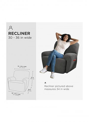4-Piece Recliner Arm Chair Slipcover Set With Side Pocket Grey