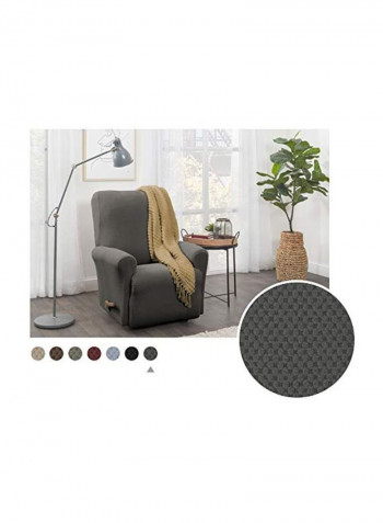 4-Piece Recliner Arm Chair Slipcover Set With Side Pocket Grey