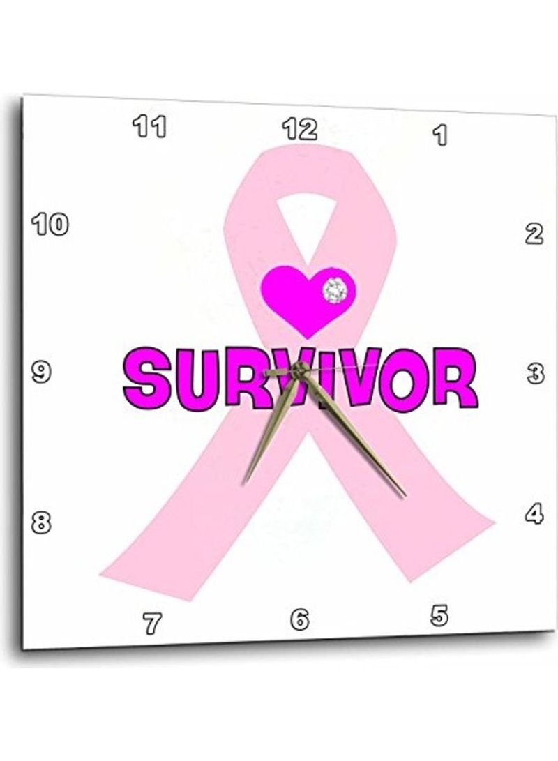 Pink Ribbon With The Word Survivor And A Heart Wall Clock Pink 13 X 13inch