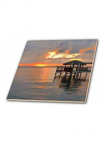 Riverside Sunset Printed Ceramic Tile Multicolour
