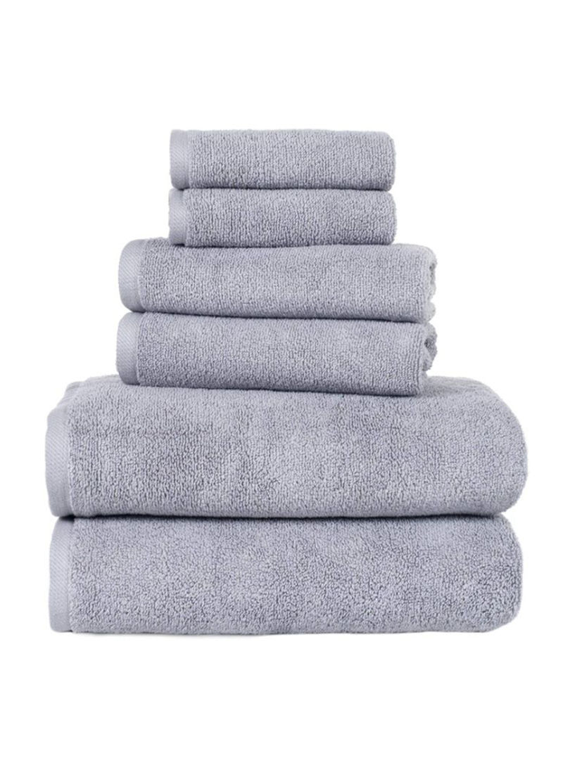 6-Piece Cotton Towel Set Grey 29 x 55inch