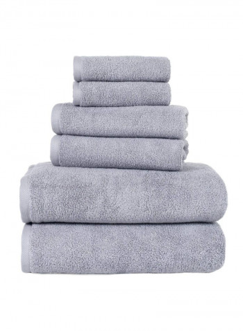 6-Piece Cotton Towel Set Grey 29 x 55inch