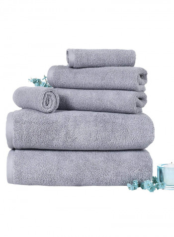 6-Piece Cotton Towel Set Grey 29 x 55inch