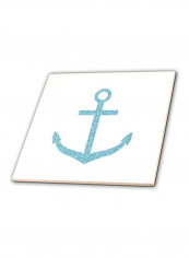 Glitter Anchor Ceramic Tile White/Blue 12  x 12inch