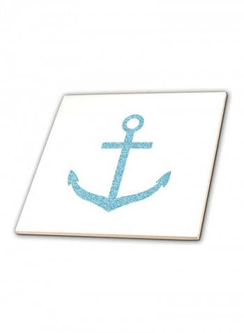 Glitter Anchor Ceramic Tile White/Blue 12  x 12inch