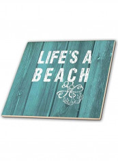 Lifes A Beach Printed Decorative Wall Hanging Tile Blue/White