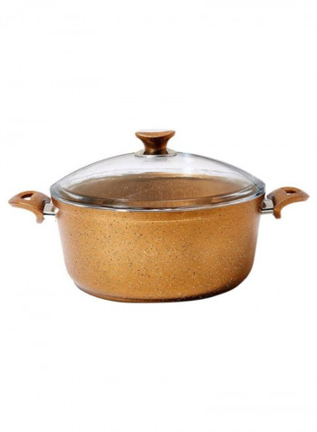 9-Piece Cookware Set Copper/Clear 3x Deep Pot (26, 28, 30), 1x Flat Pot - 26cm