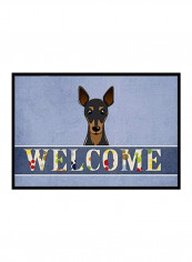 Min Pin Welcome Indoor/Outdoor Mat Multicolour 24 x 24inch