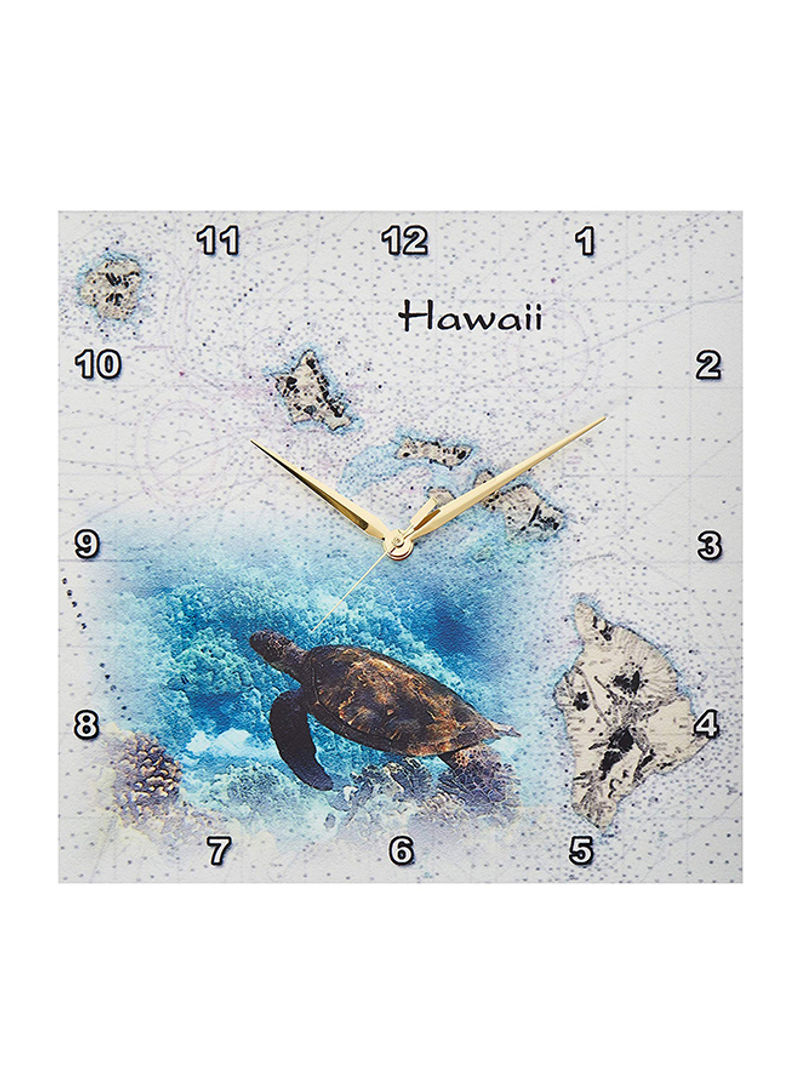 Hawaiian Sea Turtle Printed Wall Clock Multicolour 13 x 13inch